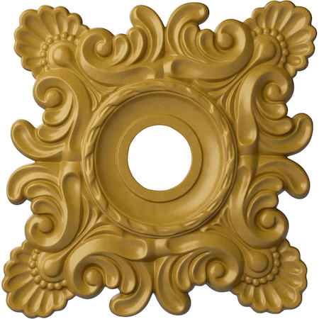Ekena Millwork Crawley Ceiling Medallion (Canopies up to 6 3/4"), 18"W x 18"H x 3 1/4"ID x 1 1/2"P, Iridescent Gold CM18CRIGS